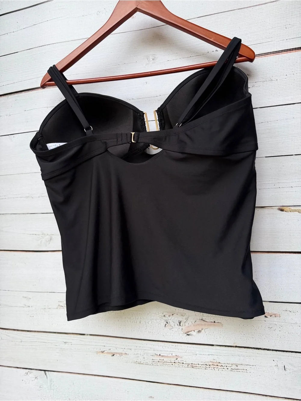 Time and Tru Black Ruched Tankini Top - Size XL